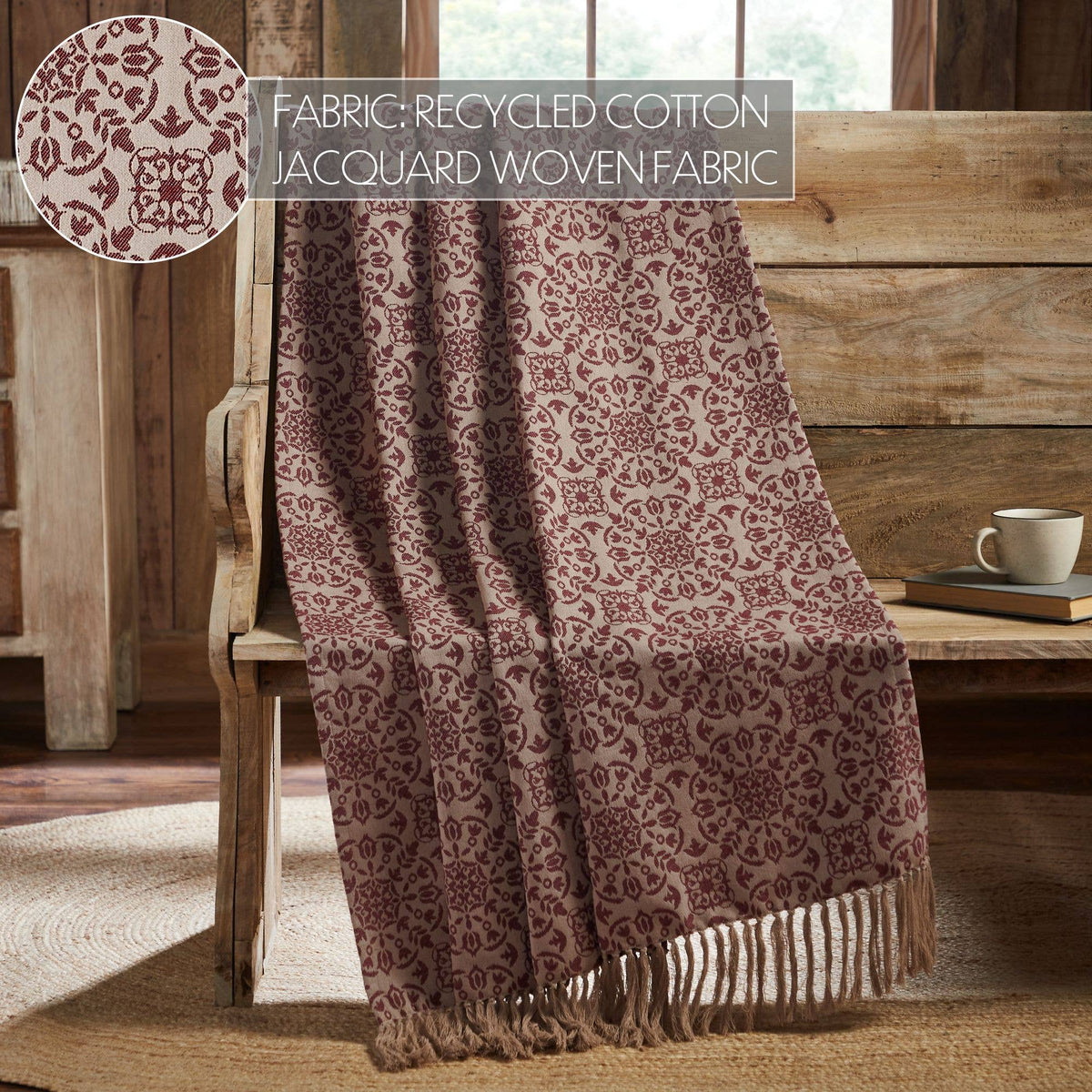 Burgundy Jacquard Woven Throw Blanket 50x60 Custom House