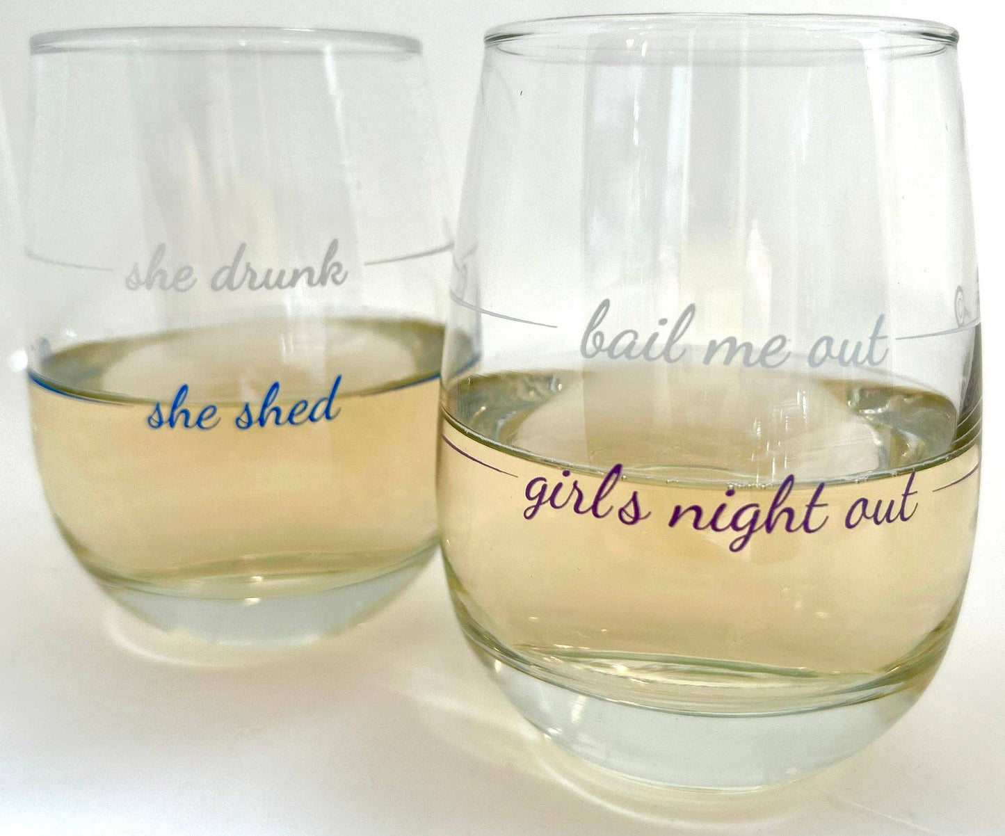 Stemless Wine Glass - Set of 2 | Girl's Night Out / Bail Me Out