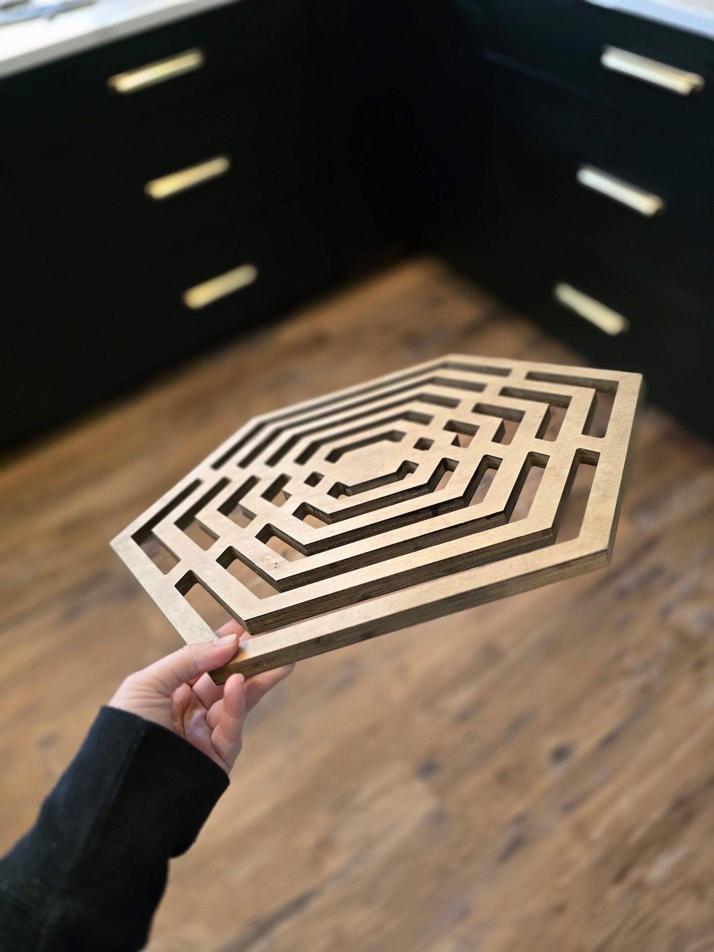 Geometric Wood Wall Art – Hexagon Design