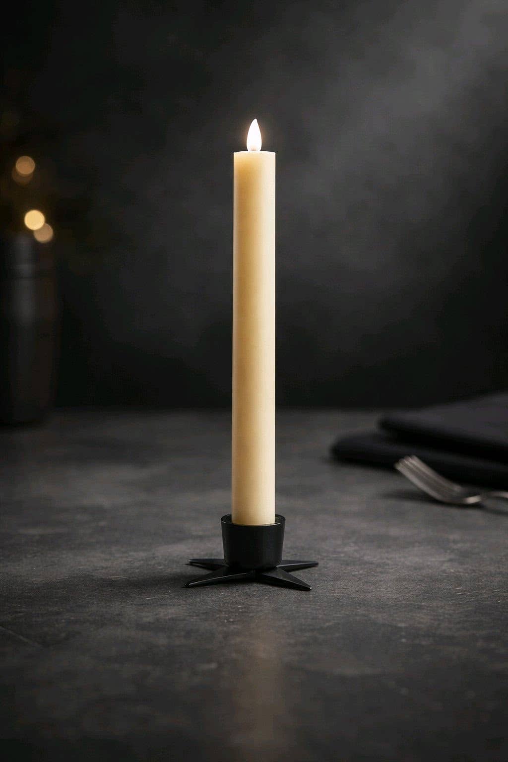 Cream Moving Flame Taper Candle 10in 2pack