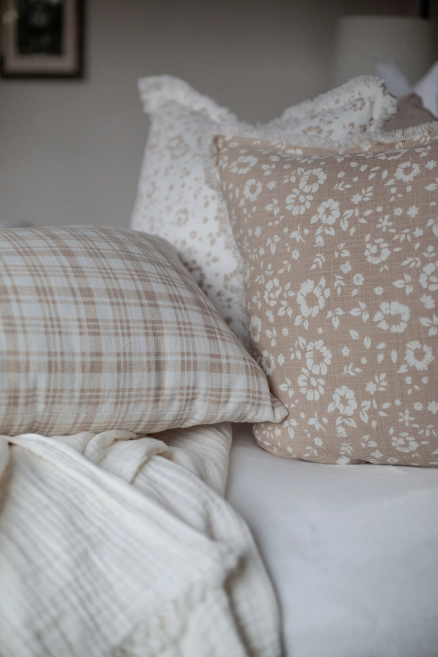 Floral Fringe Pillow Cover + Down Pillow Insert | Fleur + Fray Collection