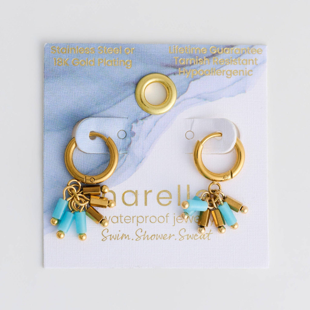Kyanite Earrings Hoop Beaded Waterproof Narelle Gold