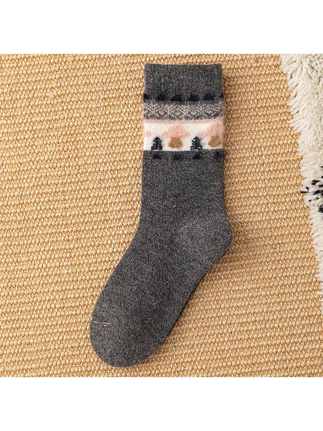 Rufia - Mushroom Pattern Knit Crew Socks