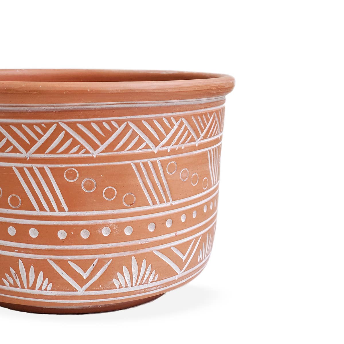 7" Handmade Pot Planter • Hand Etched Terracotta Pot - Large