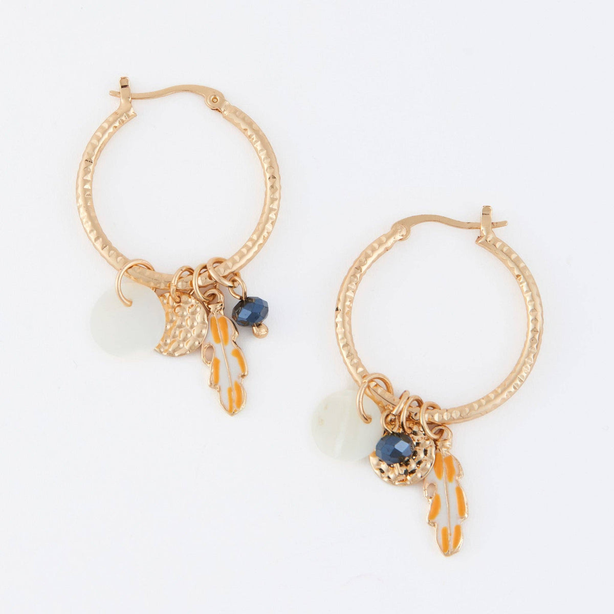 Hoop Earrings Textured Gabby Multi Charm Dahlia