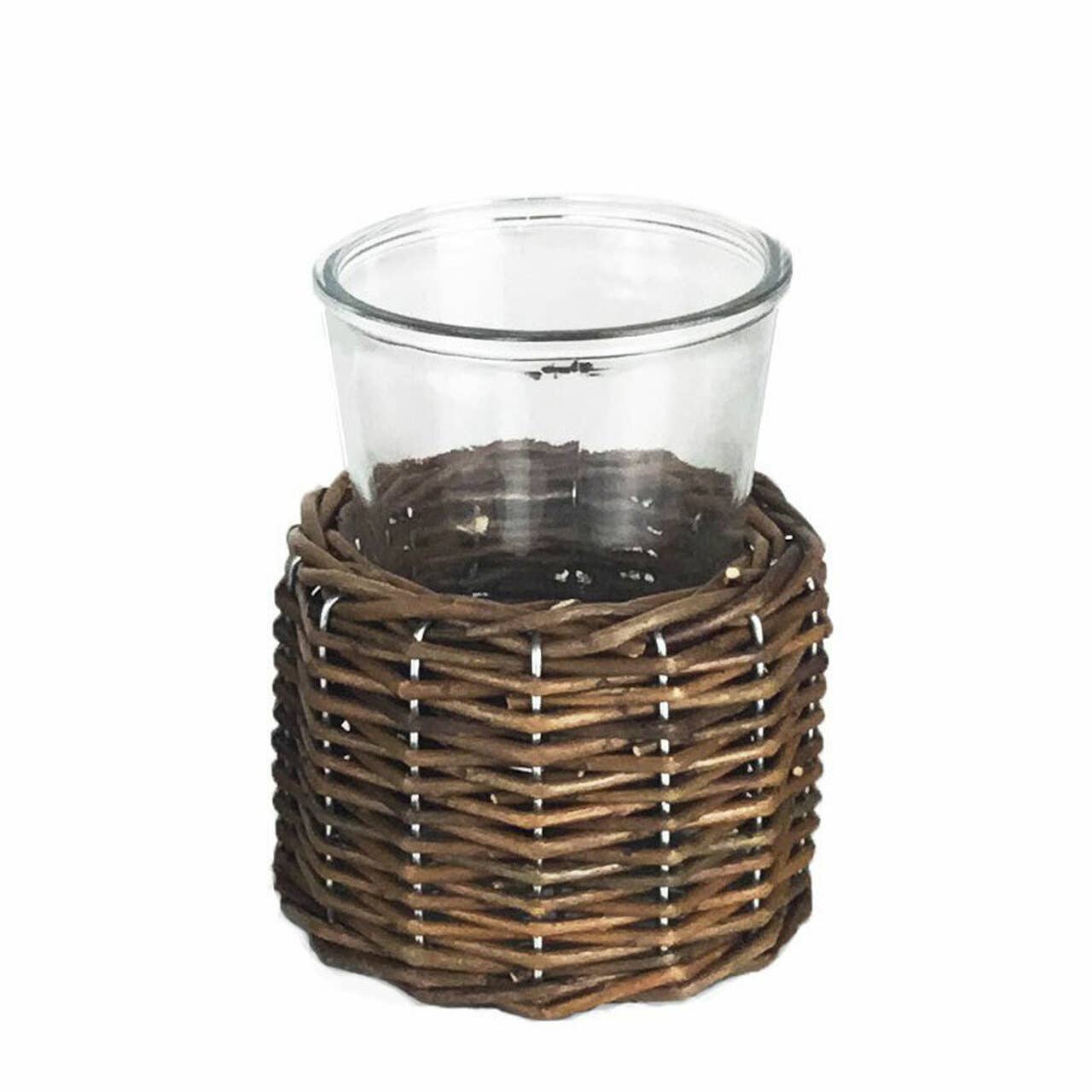 Glass Vase with Wicker Base - Small