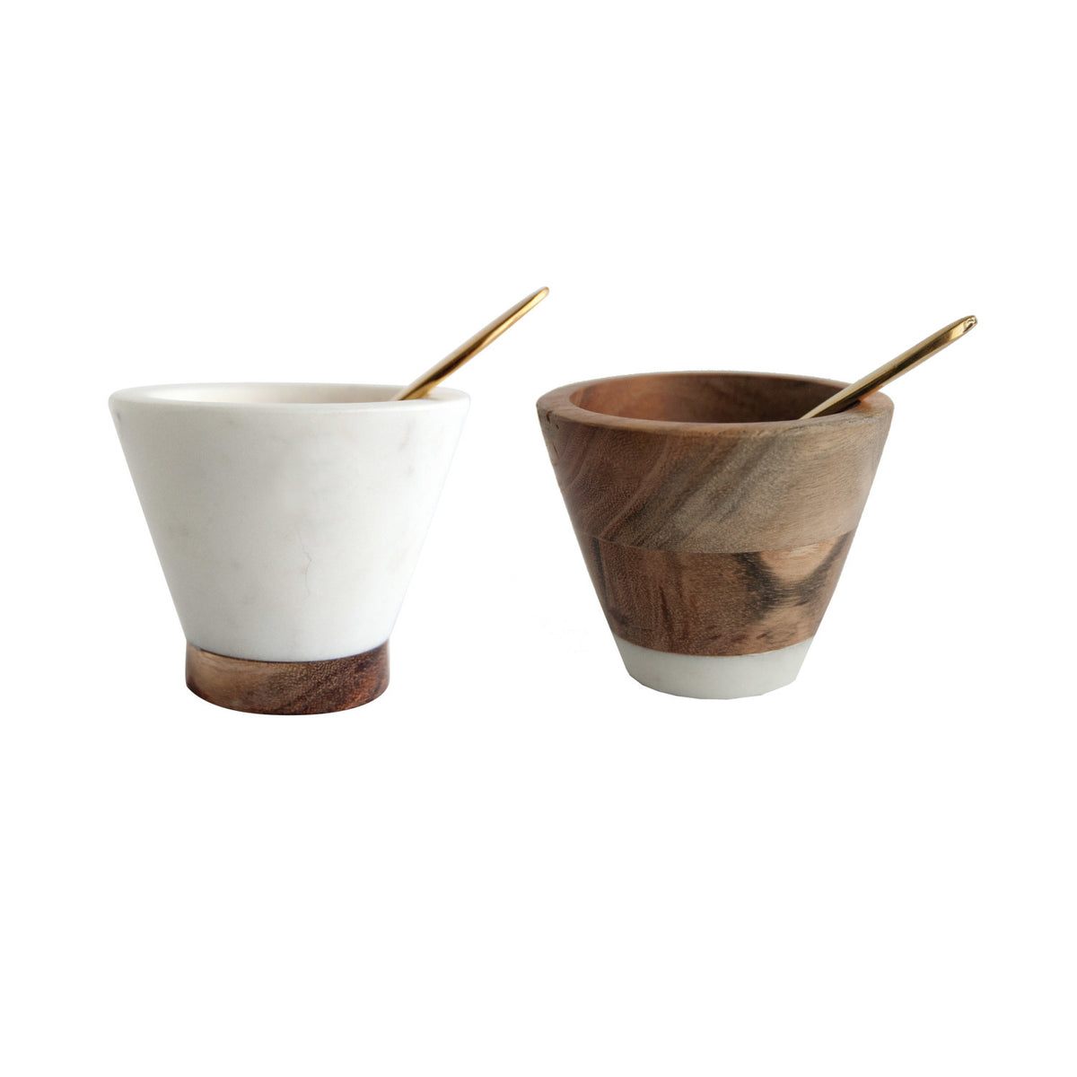 Marble or Mango Wood Pinch Pot w/ Brass Spoon