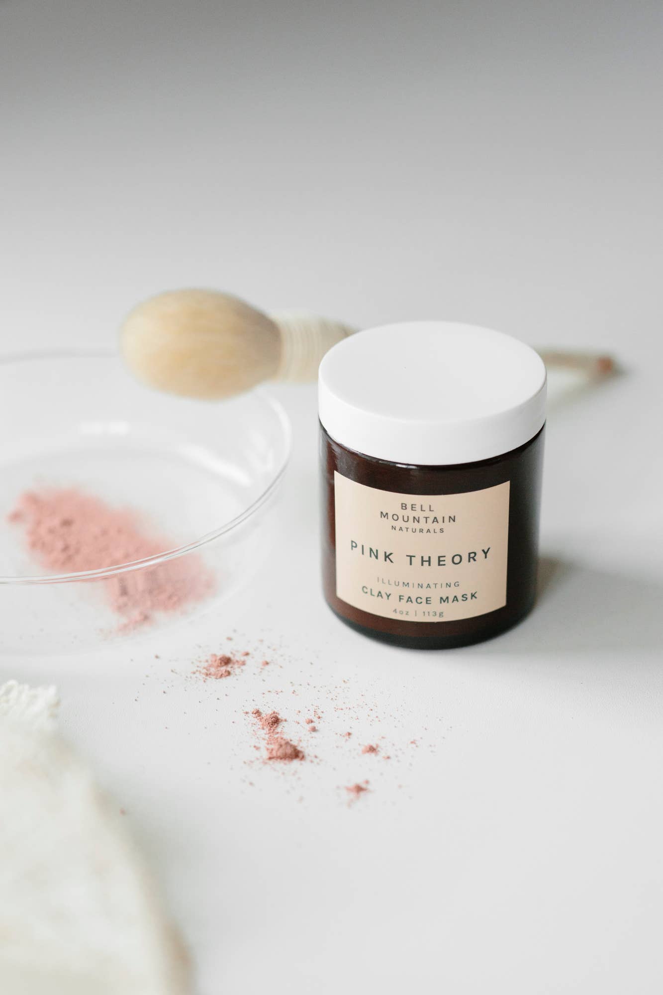 Pink Theory Clay Face Mask. 4 ounce Glass Jar. Eco friendly