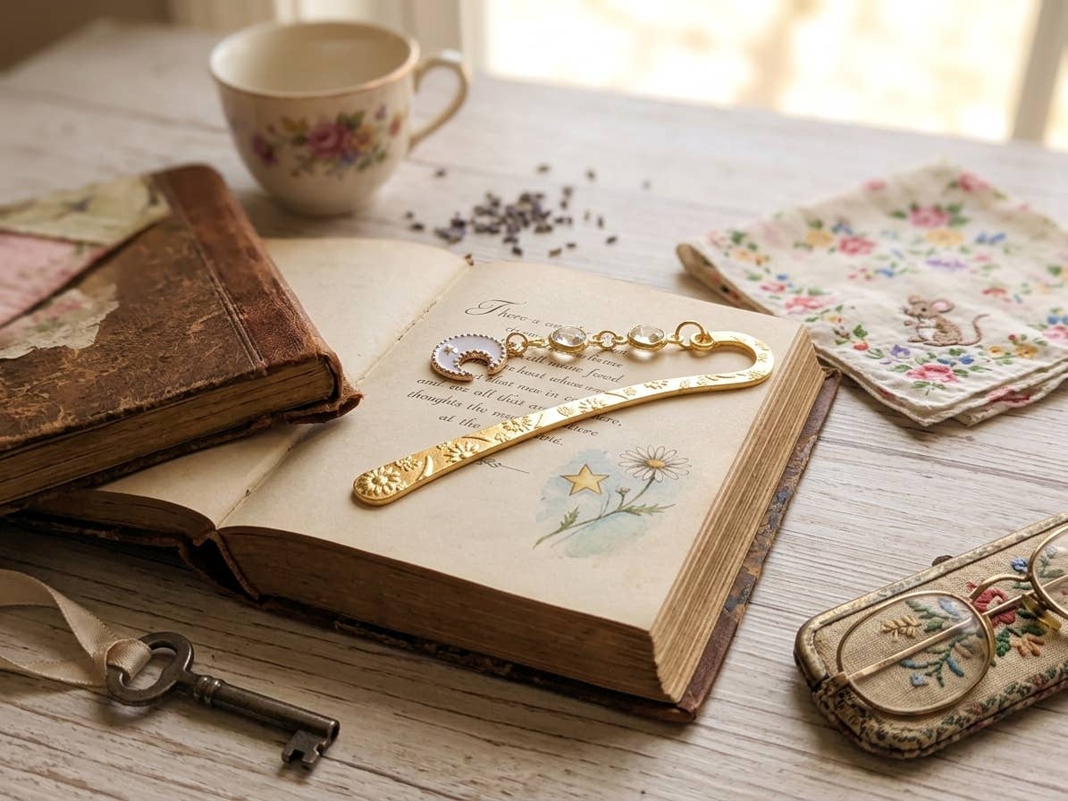 Moon Charmed Metal Hook Bookmark For Fiction Readers