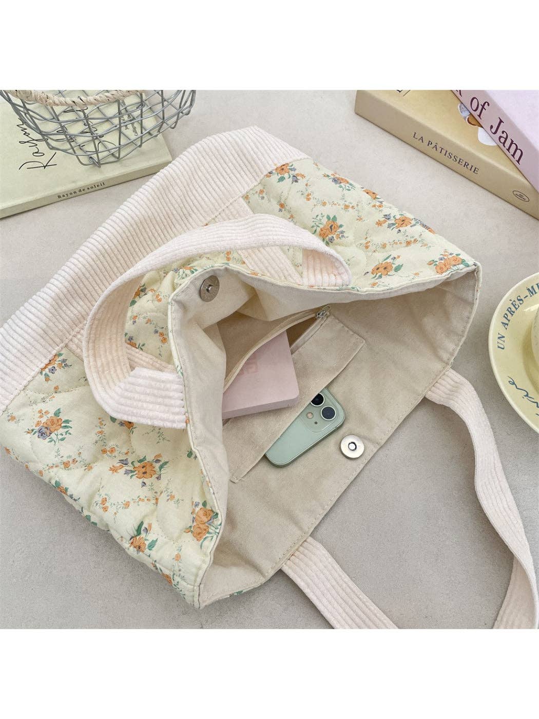 Cosbai - Quilted Floral Tote Bag