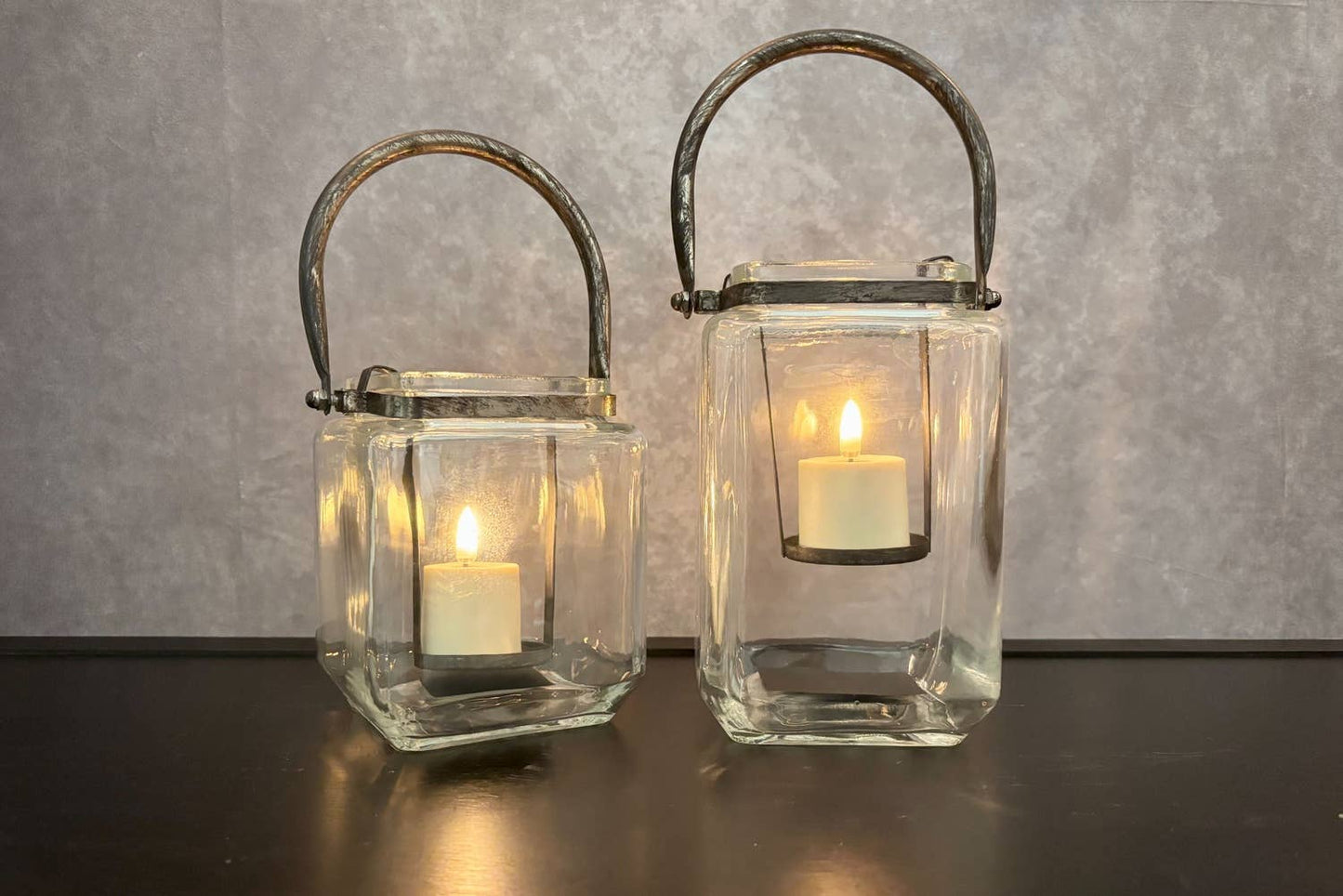 GARDEN TIME GLASS VOTIVE HOLDER 6"LX5.5"WX5.5"H