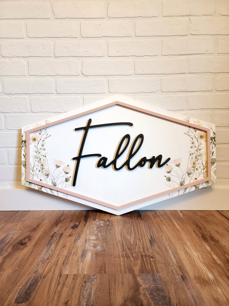 Floral Nursery Name Sign