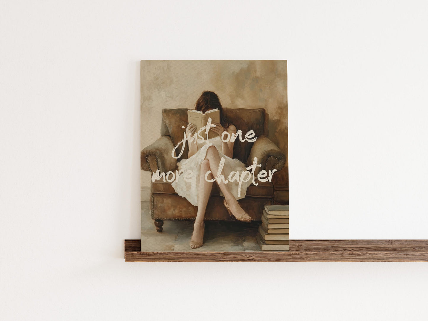 Just One More Chapter – Bookish Wall Art Printable | Cozy Reading Digital Download
