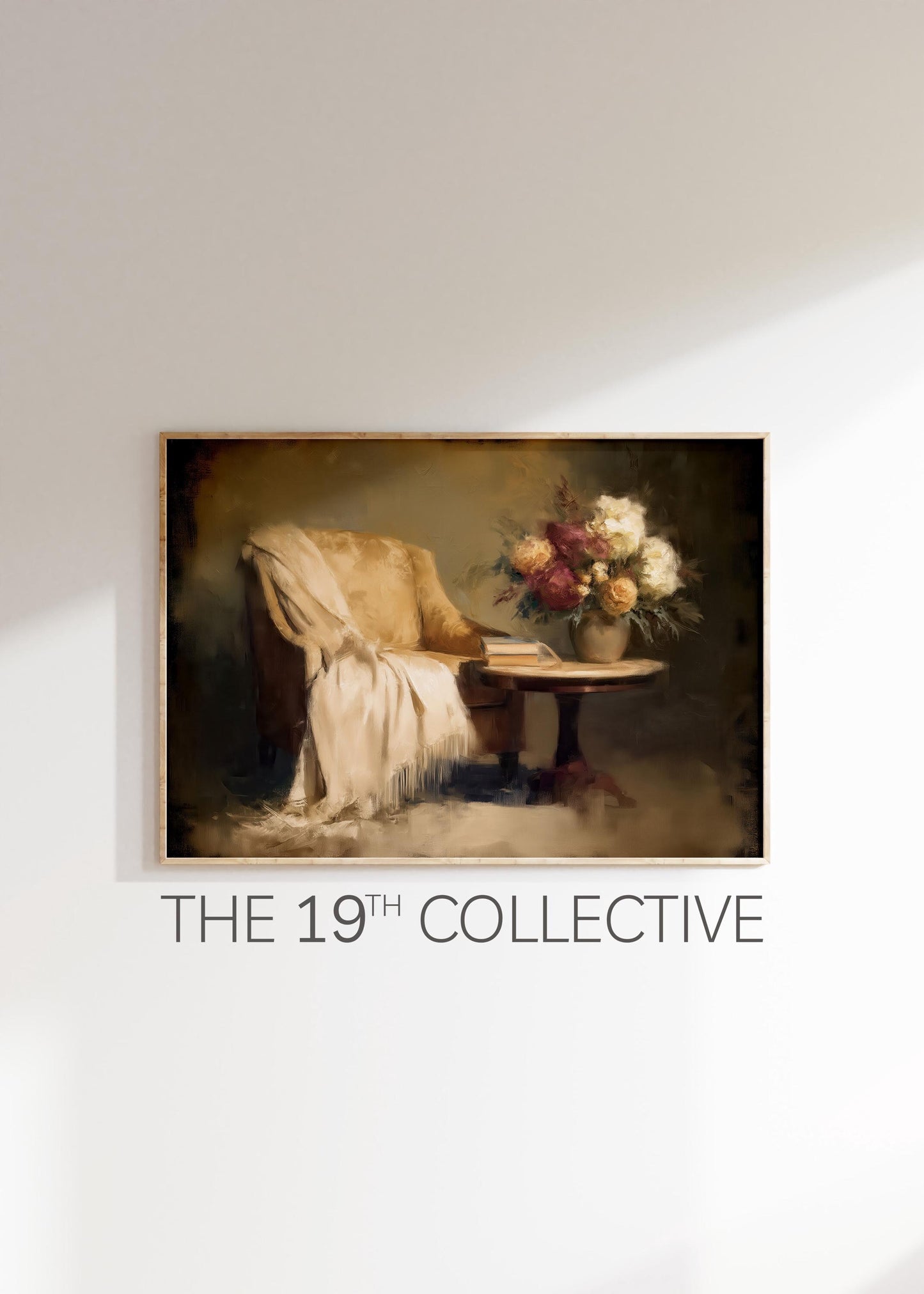 Vintage Reading Corner Art Print – French Country Printable Art | Neutral Cozy Wall Art