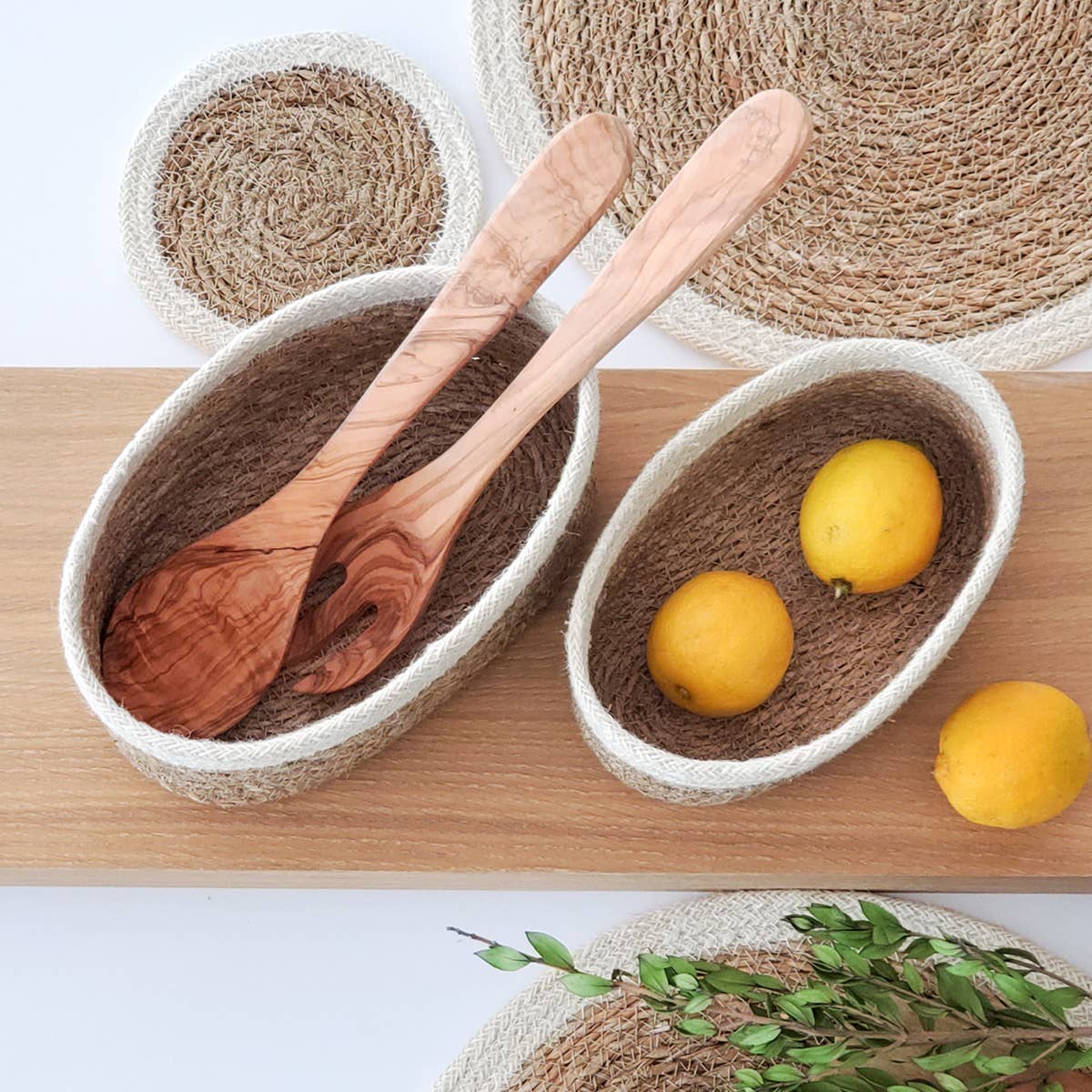 Handwoven Wicker Storage Basket • Savar Oval Bowl - Set of 3