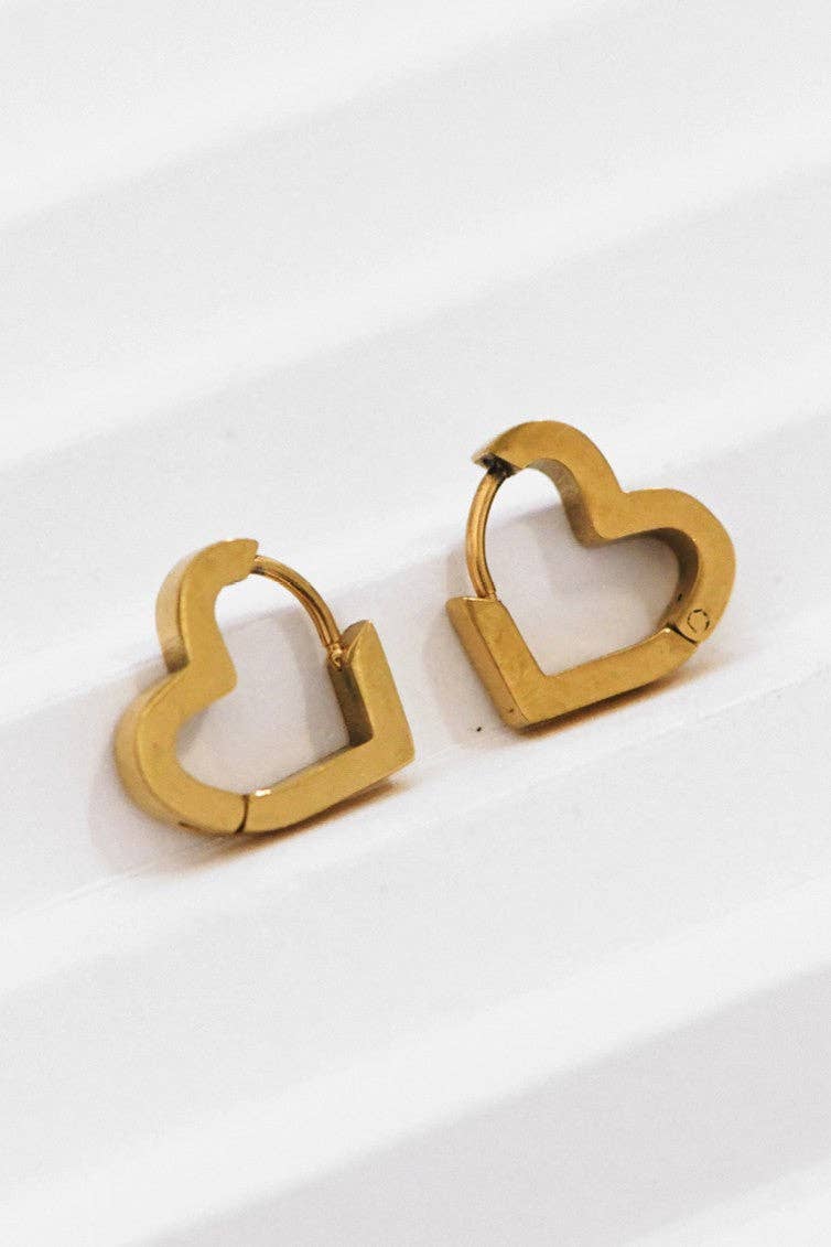 18K Gold Plated Waterproof Stainless Steel Hoop Earrings - 7010