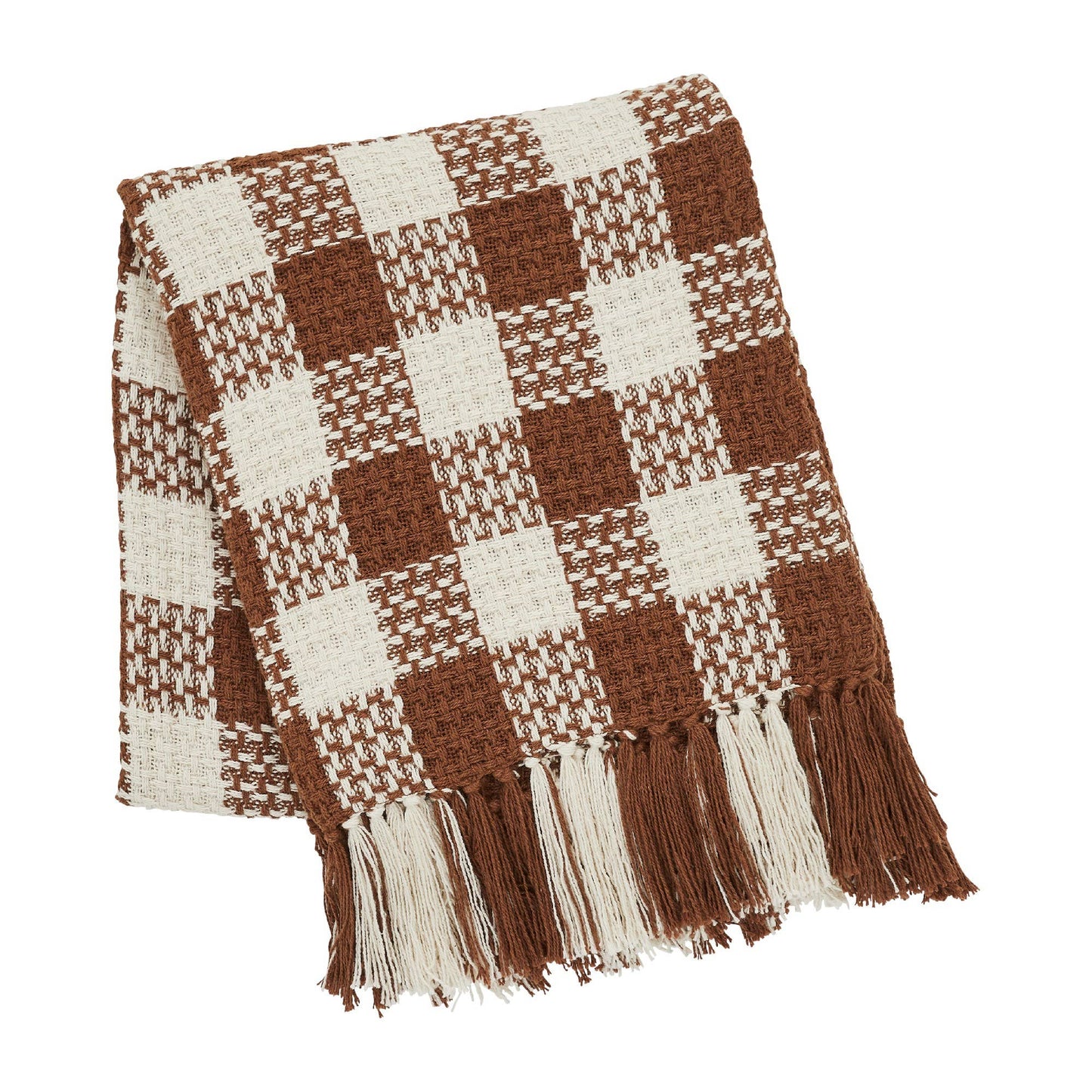 Amber Heritage Check Throw Blanket with Fringe 50x60