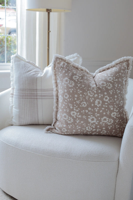 Floral Fringe Pillow Cover + Down Pillow Insert | Fleur + Fray Collection