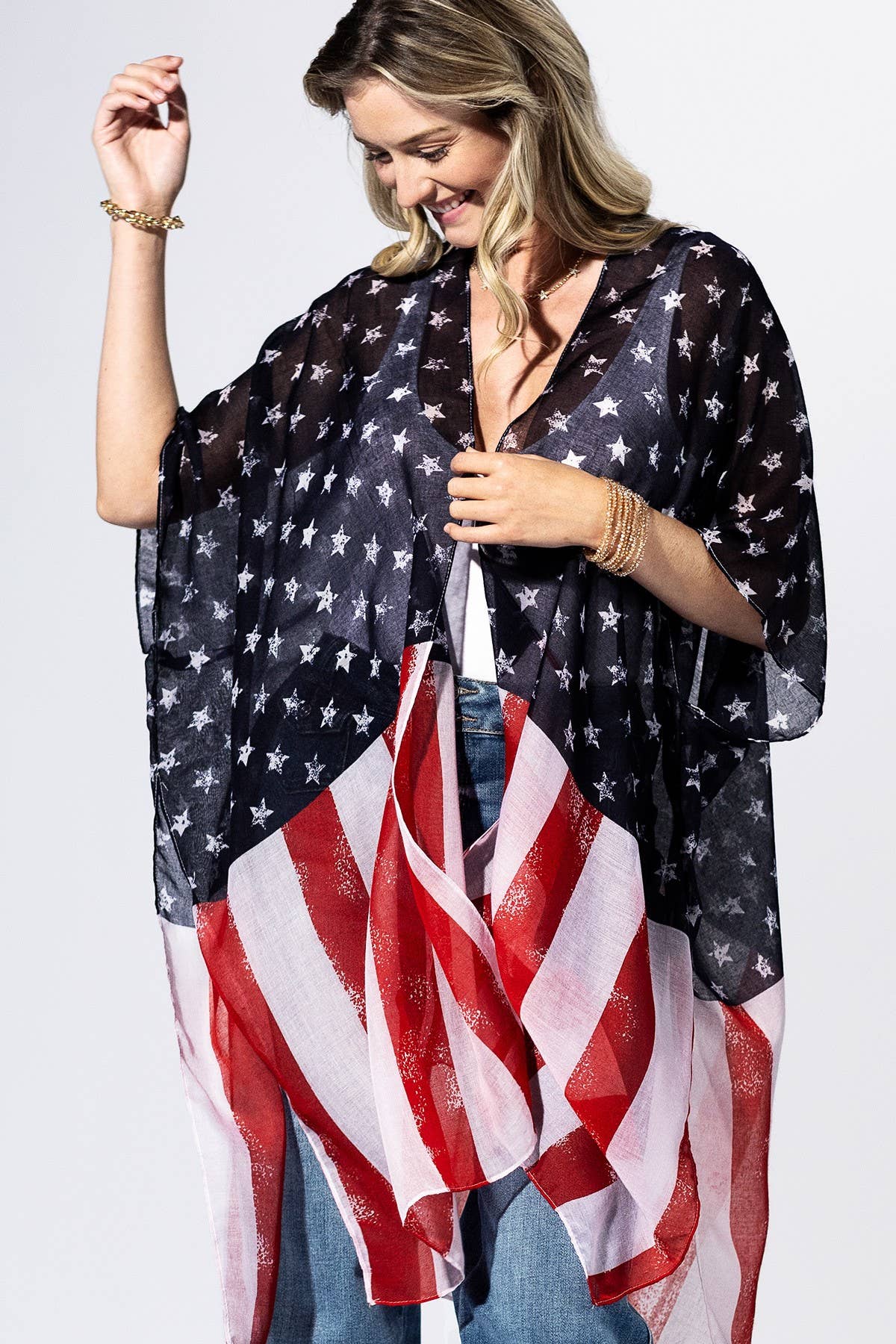 Navy Flag Stars & Stripes Kimono