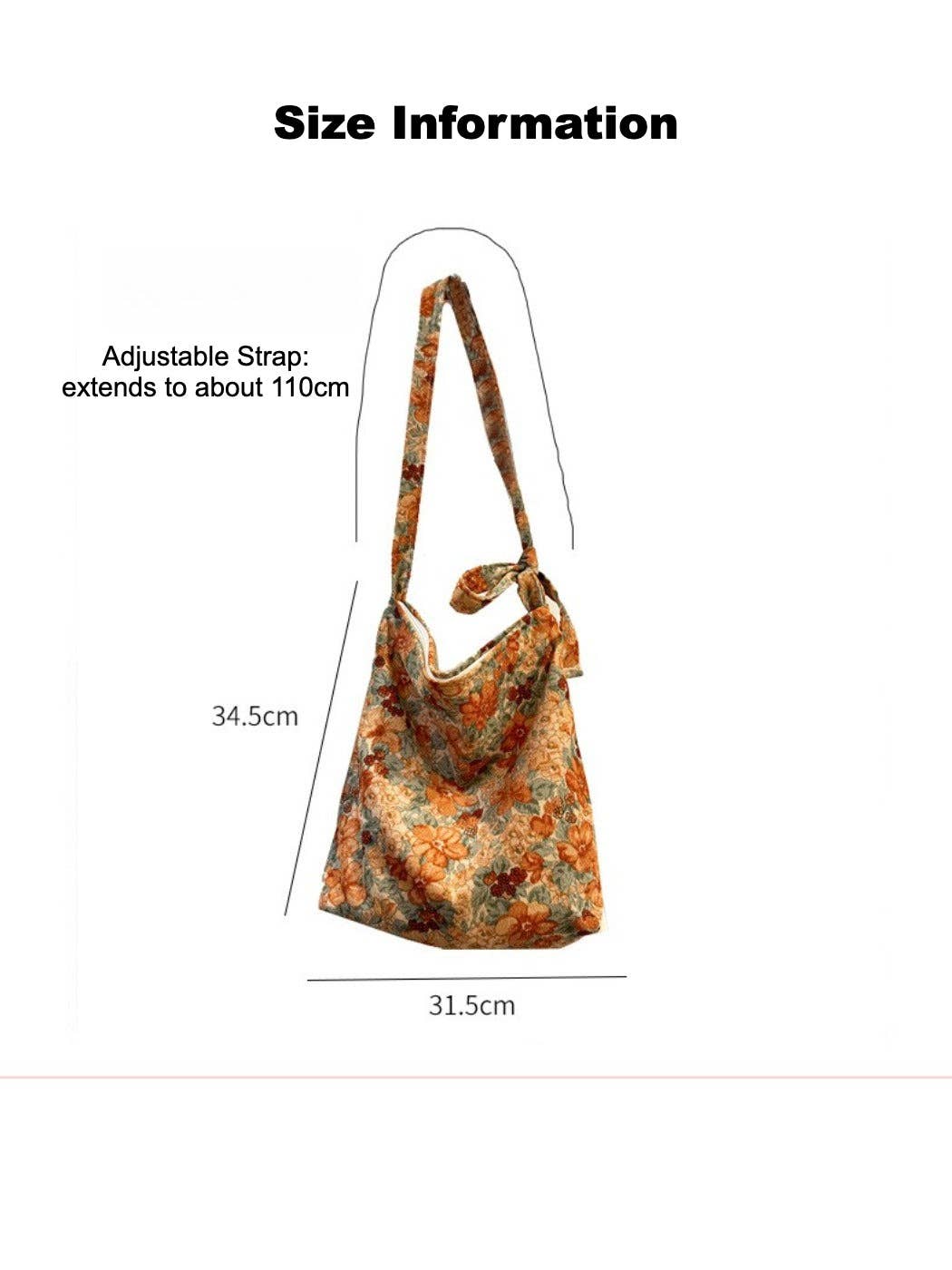 Cosbai - Canvas Crossbody Tote Bag with Floral Patterns