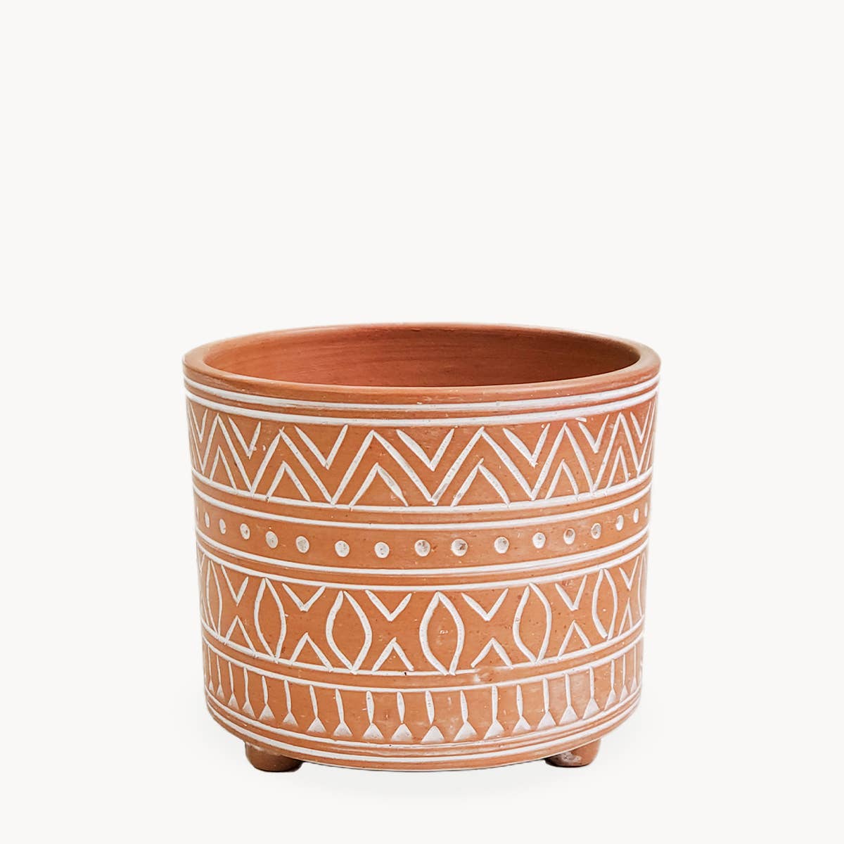 5.5" Handmade Pot Planter • Hand Etched Terracotta Pot-Small