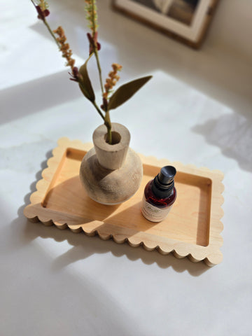 Scalloped Wood Catch-All Tray – Handmade Hardwood Valet & Jewelry Dish