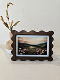 Dark Vintage Landscape Art Print - Scalloped Wood Frame, Moody Cottagecore Wall Decor