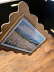Vintage Wildflower Landscape Wood-Framed Art Print - Scalloped Frame, Cottagecore Decor