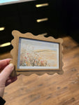 Vintage Flower Field Art Print - Scalloped Wood Frame, Rustic Farmhouse & Cottagecore Decor