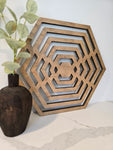 Geometric Wood Wall Art – Hexagon Design