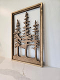 Framed Pine Tree Wall Art - Nature Decor for Cabin or Rustic Home - Rustic Wall Art"
