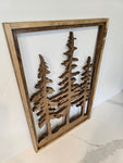 Framed Pine Tree Wall Art - Nature Decor for Cabin or Rustic Home - Rustic Wall Art"