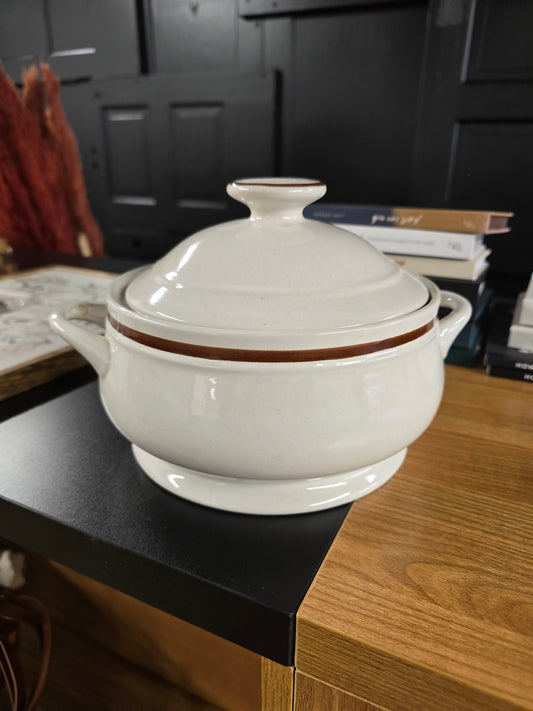 Vintage Japanese Stoneware Covered Casserole Dish