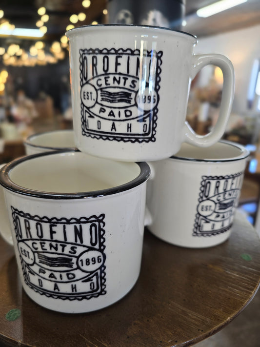 Orofino Mug - 18oz Vintage Style Postage Stamp Custom Printed Mug Camper