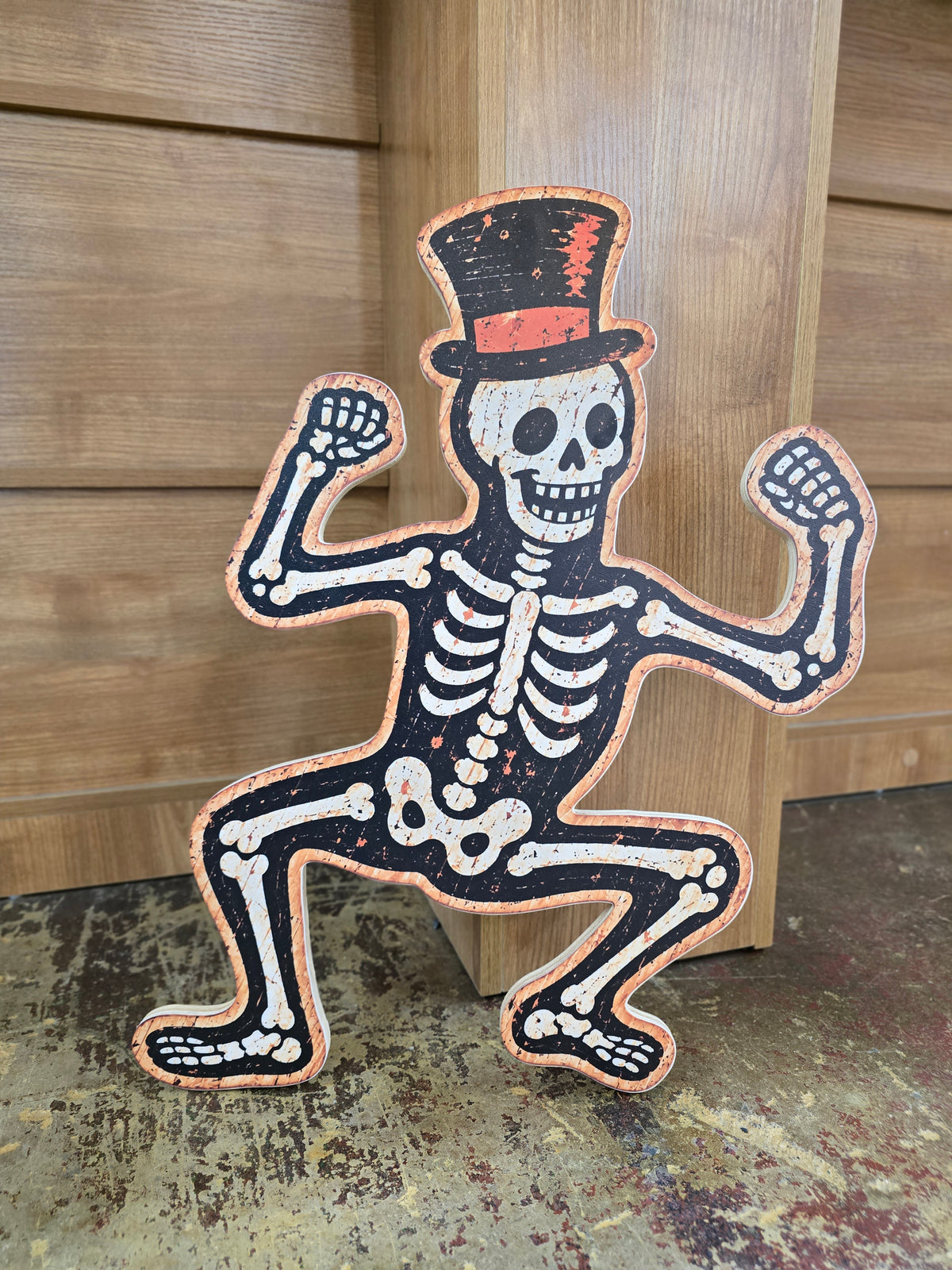 Vintage Dancing Skeleton Halloween Sign