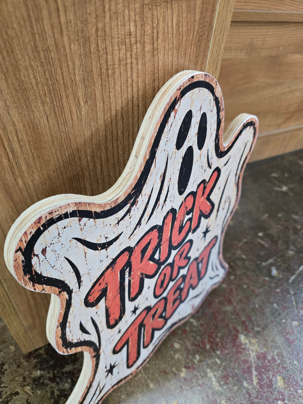 Vintage Trick or Treat Ghost Halloween Sign