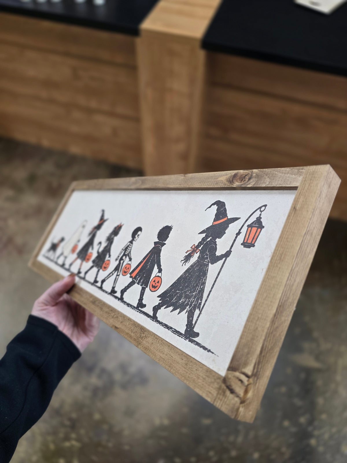 Vintage Halloween Trick-or-Treaters Framed Sign