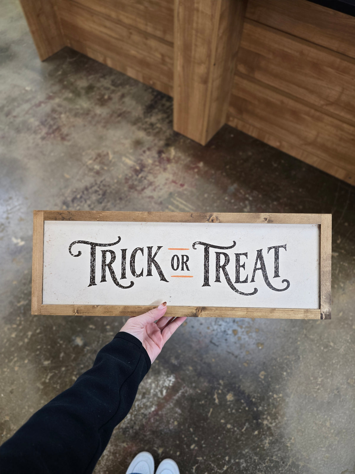 Vintage Trick or Treat Framed Halloween Sign