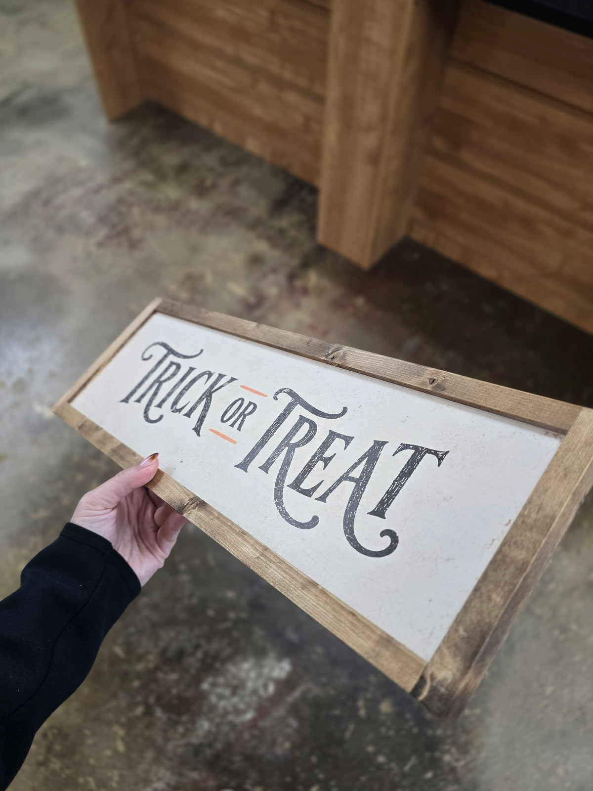 Vintage Trick or Treat Framed Halloween Sign