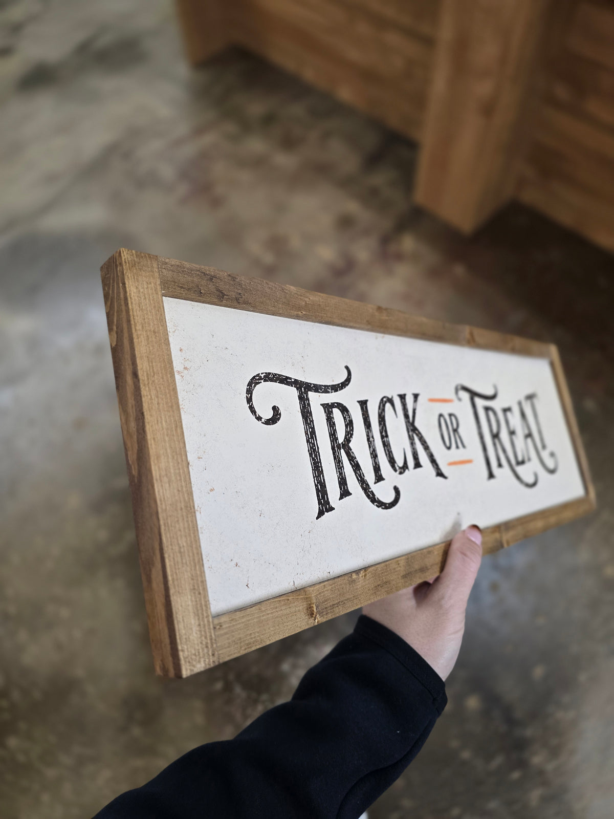 Vintage Trick or Treat Framed Halloween Sign