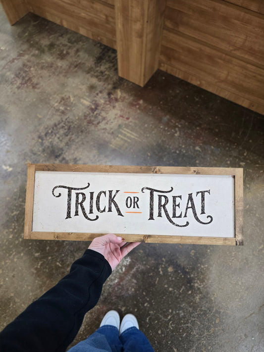 Vintage Trick or Treat Framed Halloween Sign