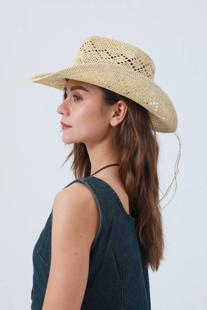 Woven Brim Cowboy Hat: Textured Western Hat