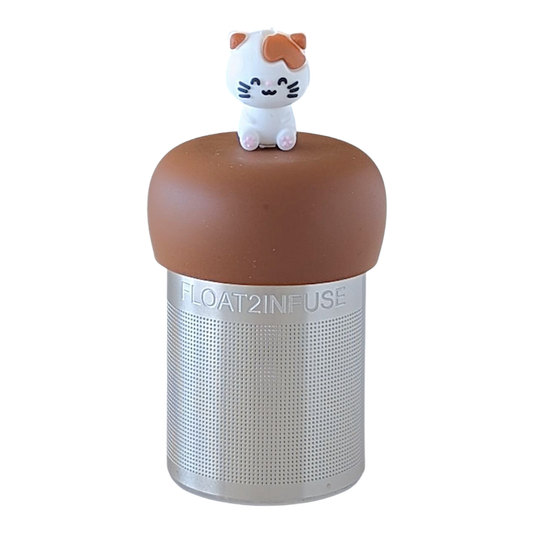 White Brown Kitty | Floating Tea Infuser | LightBrown Base