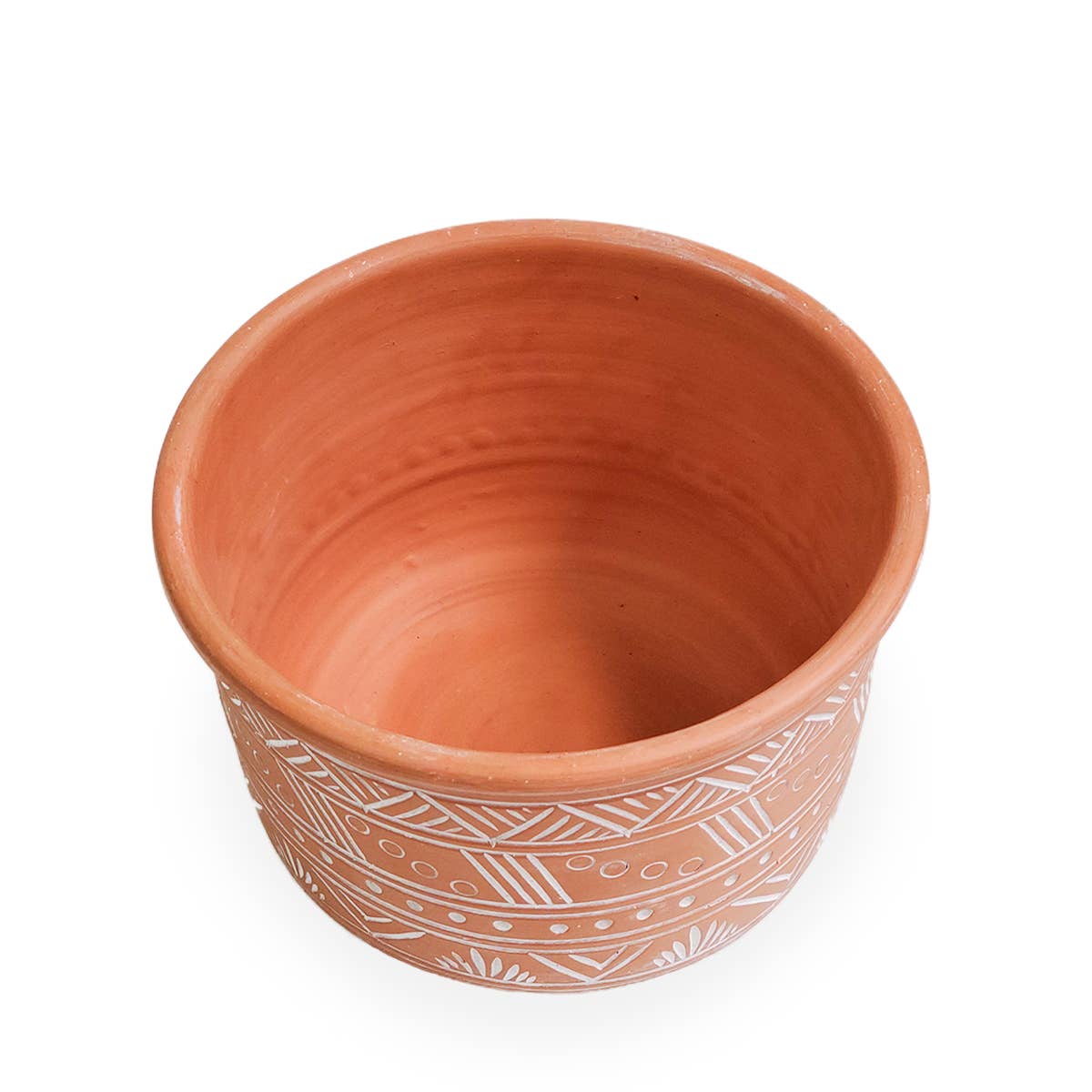 7" Handmade Pot Planter • Hand Etched Terracotta Pot - Large