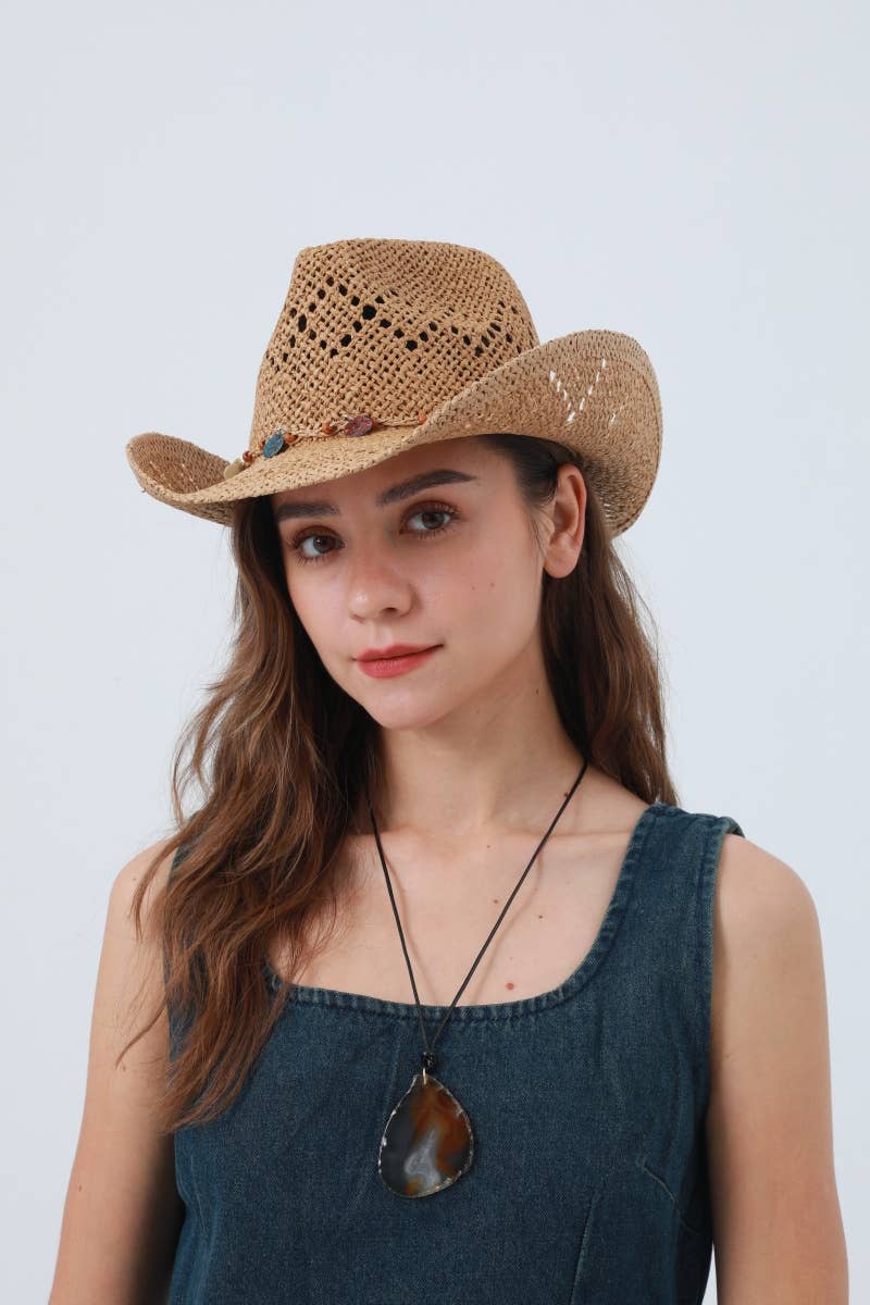 Woven Brim Cowboy Hat: Textured Western Hat