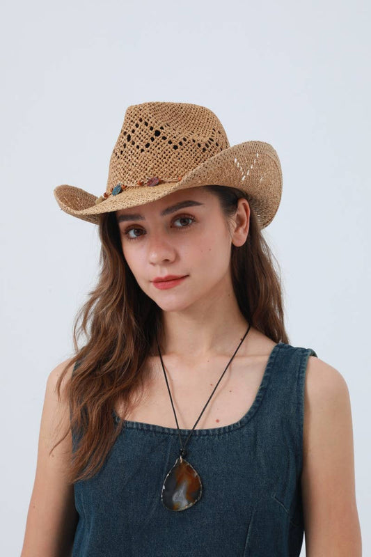 Woven Brim Cowboy Hat: Textured Western Hat