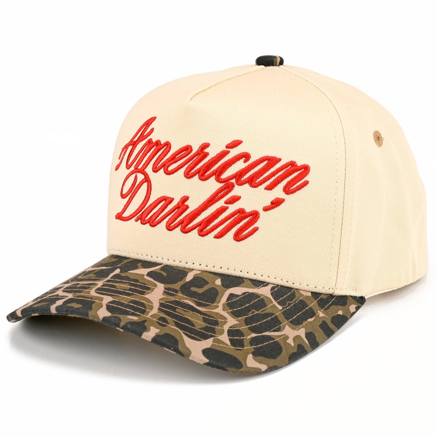 C.C AMERICAN DARLIN' Letter on Two Tone Trucker Hat
