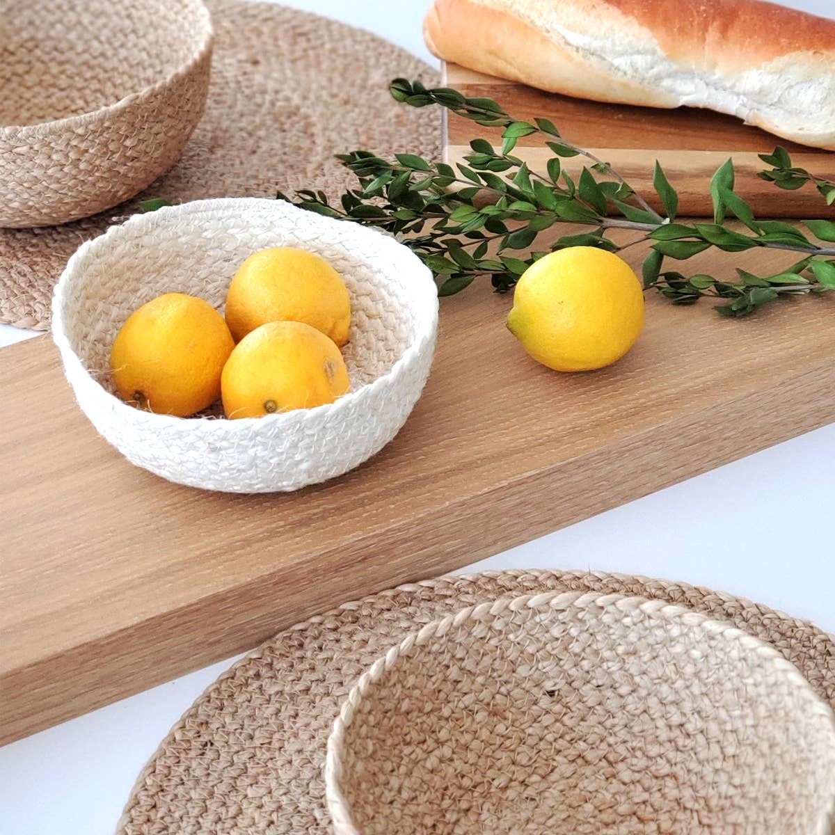 Handwoven Storage Basket • Kata Candy Bowl-White