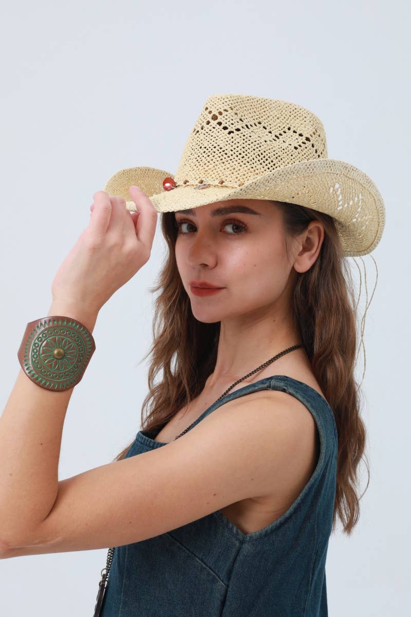 Woven Brim Cowboy Hat: Textured Western Hat