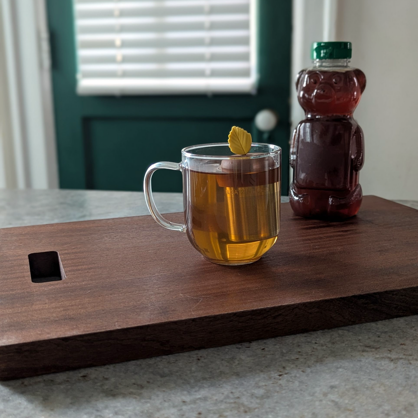 Yellow Fall Leaf | Floating Tea Infuser | Light Brown Base